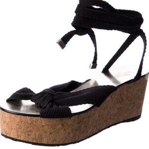 Jimmy Choo Black Wedge Sandals